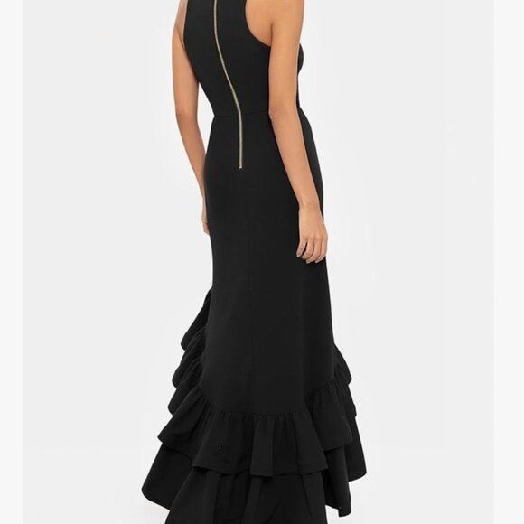NEW - Betsy & Adam Black Ruffle Gown - Picture 4 of 6